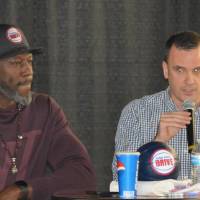 Interviewer sitting next to Ben Wallace